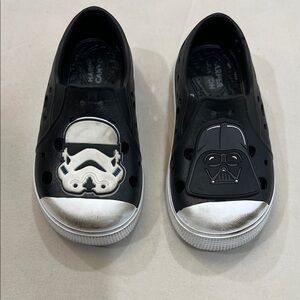 Kids Black Star Wars Slip-On Shoes with Character Accents